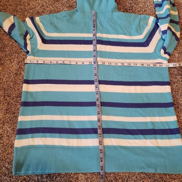 Quacker Factory Ladies Striped Zip up Hooded Lightweight Jacket, sz Large - Picture 7 of 9